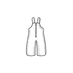 Sticker - Baby winter overalls sketch icon.