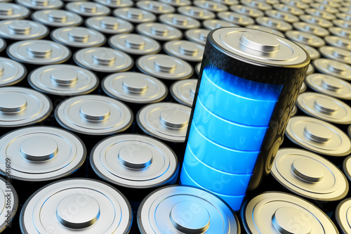 Fotografía Electrical energy and power supply source concept, background with batteries and
