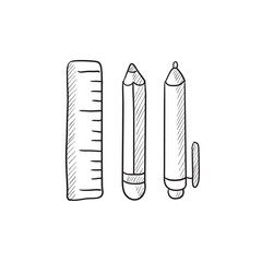 Poster - School supplies sketch icon.