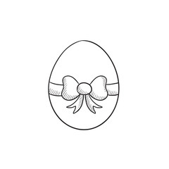 Sticker - Easter egg with ribbon sketch icon