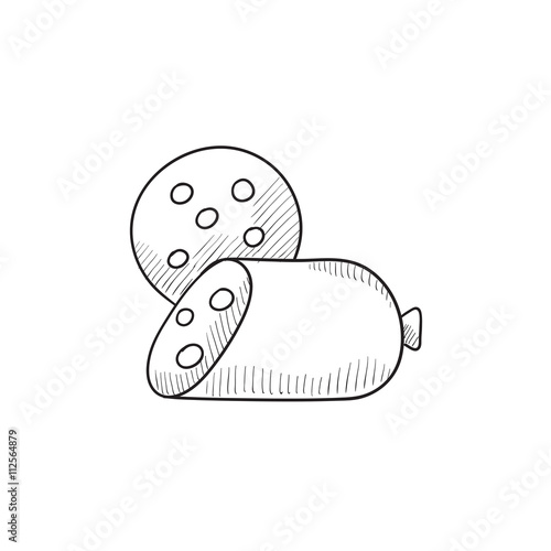 Sliced wurst sketch icon. – kaufen Sie diese Vektorgrafik und finden