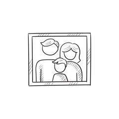 Sticker - Family photo sketch icon