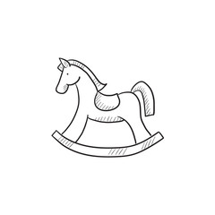 Poster - Rocking horse sketch icon.