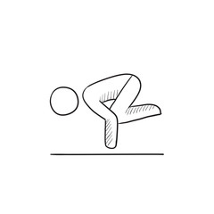 Sticker - Man practicing yoga sketch icon.