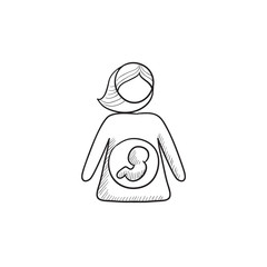 Canvas Print - Baby fetus in mother womb sketch icon.