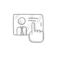 Wall Mural - hand touching screen sketch icon.