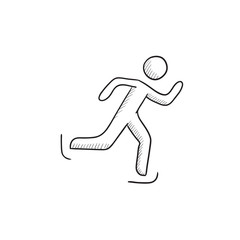 Sticker - Speed skating sketch icon.