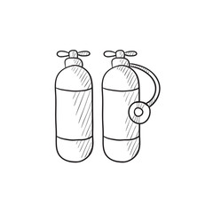 Sticker - Oxygen tank sketch icon.