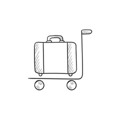 Poster - Luggage on trolley sketch icon.