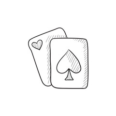 Poster - Playing cards sketch icon.