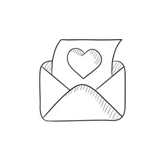 Canvas Print - Open envelope with heart sketch icon