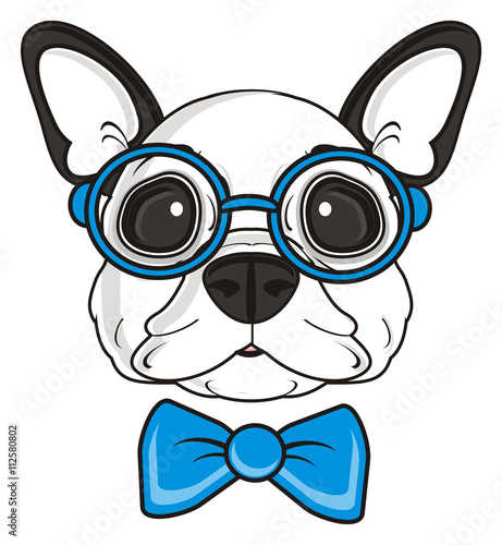 wallpapers White Cartoon Dog With Glasses adobe stock