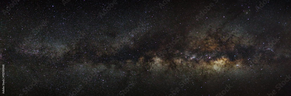 milky way galaxy on a night sky, long exposure photograph, with - obrazy, fototapety, plakaty 