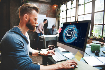 Wall Mural - computer information technology connection concept