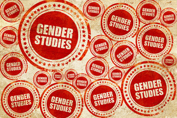 gender studies, red stamp on a grunge paper texture