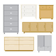 Set of cabinet wood Furniture style isolated object Vector