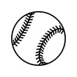Baseball ball sign. Black softball icon isolated on white background. Equipment for professional american sport. Symbol of play, team, game and competition, recreation. Flat design Vector illustration