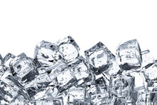 Heap Of Ice Cubes On White Background