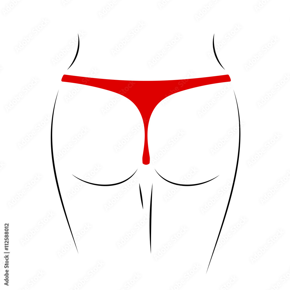 Sexy butt silhouette isolated on white background. Woman erotic ass