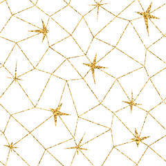 Wall Mural - mosaic geometric seamless pattern 3d. gold glitter white template. abstract texture golden luxury pr