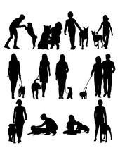 People With Dog, Art Vector Design