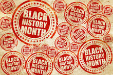 Black History Month, Red Stamp On A Grunge Paper Texture