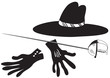 Black hat with gloves and epee