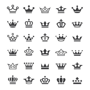 Wall Mural - 30 Vector crown icons set