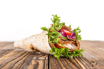 Close up of kebab sandwich