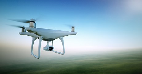 Wall Mural - image white matte generic design air drone with video action camera flying sky under the earth surfa