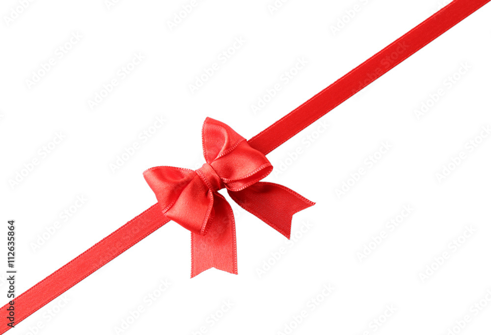 Red ribbon bow  on a white background