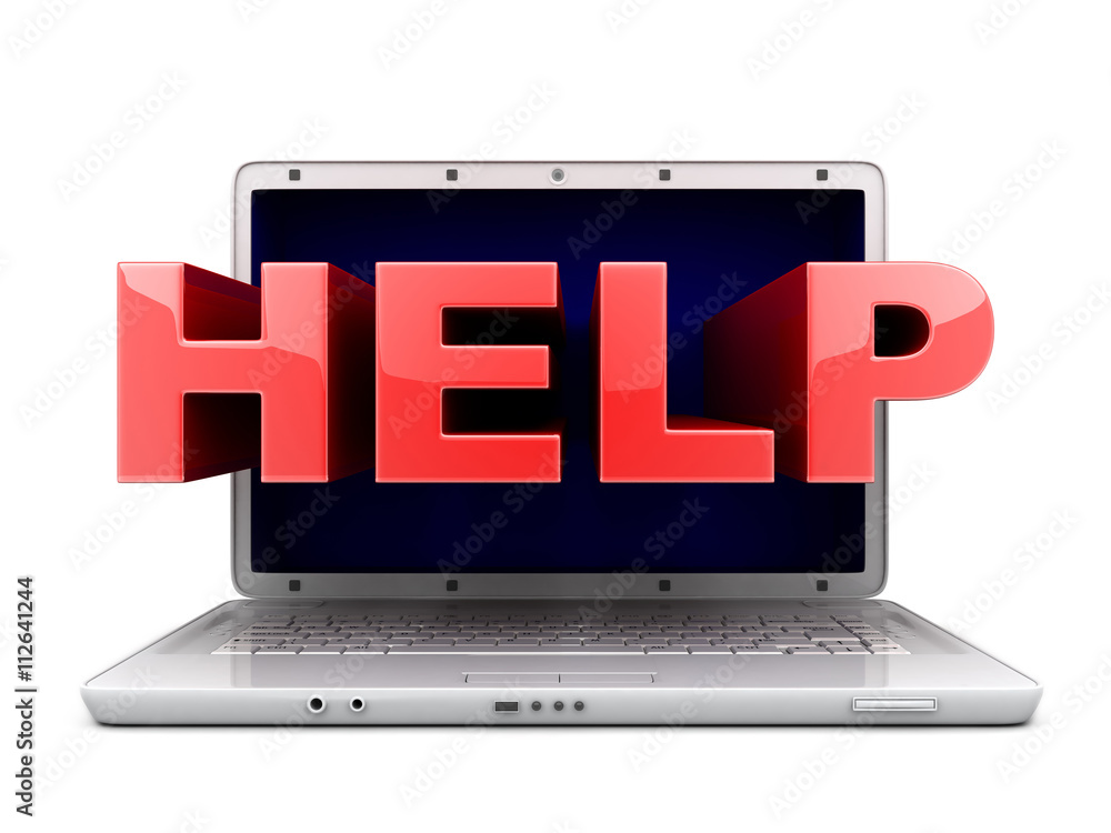 Laptop and red symbol help Stock Illustration | Adobe Stock