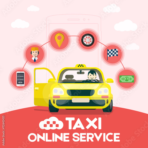 Taxi Service Flat Icon Taxi Service Flat Yellow Taxi With A