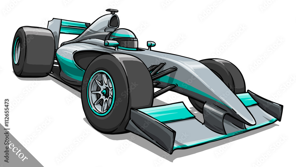 child's funny cartoon formula race car vector illustration art Stock ...
