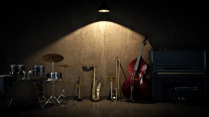 music instruments. 3D Rendering