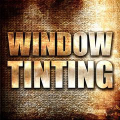 Wall Mural - window tinting, 3d rendering, metal text on rust background
