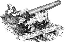 Sketch Of An Old Artillery Gun