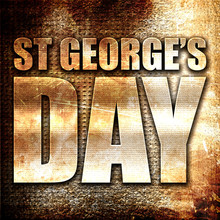 St Georges Day, 3D Rendering, Metal Text On Rust Background