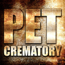 Pet Crematory, 3D Rendering, Metal Text On Rust Background