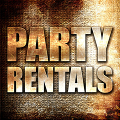 Wall Mural - party rentals, 3d rendering, metal text on rust background