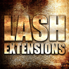 Wall Mural - lash extensions, 3d rendering, metal text on rust background