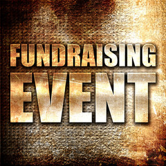 Wall Mural - fundraising event, 3d rendering, metal text on rust background