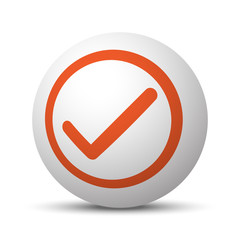 Wall Mural - Orange Confirm icon on white ball