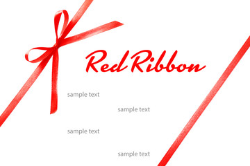 Wall Mural - Shiny red ribbon with bow isolated on white