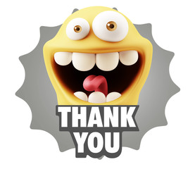 Wall Mural - 3d Illustration Laughing Character Emoji Expression saying Thank