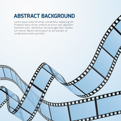 Poster - Film strip roll vector cinema background. Cinematography strip film background and wave stripe film illustration