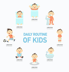  Daily routine of kids infographic,illustration.