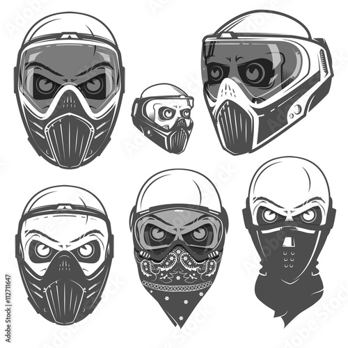 Set of paintball skull mask,paintball design,paintball tattoo. Stock Vector Adobe Stock