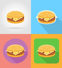 cheeseburger sandwich fast food flat icons with the shadow vecto