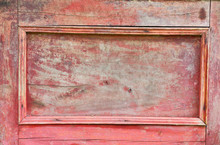 Vintage Red Wood Sideboard Door